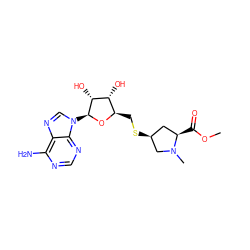 COC(=O)[C@@H]1C[C@H](SC[C@H]2O[C@@H](n3cnc4c(N)ncnc43)[C@H](O)[C@@H]2O)CN1C ZINC000062178686