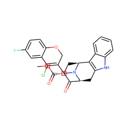 COC(=O)[C@@H]1C[C@H]2c3c([nH]c4ccccc34)C[C@@H](C1=O)N2CC1=C(Cl)c2cc(F)ccc2OC1 ZINC000071316571