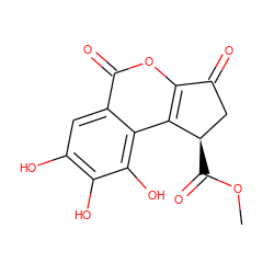 COC(=O)[C@@H]1CC(=O)c2oc(=O)c3cc(O)c(O)c(O)c3c21 ZINC000014860732