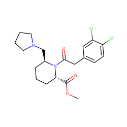 COC(=O)[C@@H]1CCC[C@@H](CN2CCCC2)N1C(=O)Cc1ccc(Cl)c(Cl)c1 ZINC000013449303