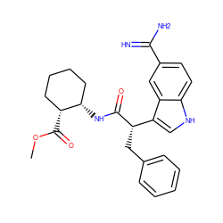 COC(=O)[C@@H]1CCCC[C@@H]1NC(=O)[C@@H](Cc1ccccc1)c1c[nH]c2ccc(C(=N)N)cc12 ZINC000014951074