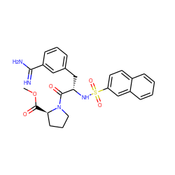 COC(=O)[C@@H]1CCCN1C(=O)[C@H](Cc1cccc(C(=N)N)c1)NS(=O)(=O)c1ccc2ccccc2c1 ZINC000003834150