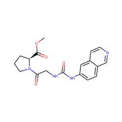 COC(=O)[C@@H]1CCCN1C(=O)CNC(=O)Nc1ccc2cnccc2c1 ZINC001772610826