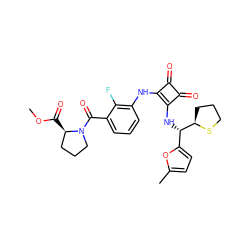 COC(=O)[C@@H]1CCCN1C(=O)c1cccc(Nc2c(N[C@@H](c3ccc(C)o3)[C@H]3CCCS3)c(=O)c2=O)c1F ZINC000207388800