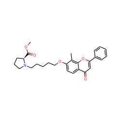 COC(=O)[C@@H]1CCCN1CCCCCOc1ccc2c(=O)cc(-c3ccccc3)oc2c1C ZINC000096271261