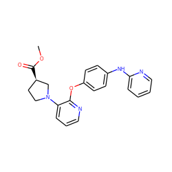 COC(=O)[C@@H]1CCN(c2cccnc2Oc2ccc(Nc3ccccn3)cc2)C1 ZINC000139014296