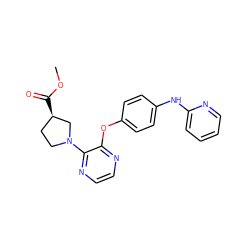 COC(=O)[C@@H]1CCN(c2nccnc2Oc2ccc(Nc3ccccn3)cc2)C1 ZINC000139133494