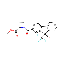 COC(=O)[C@@H]1CCN1C(=O)c1ccc2c(c1)[C@](O)(C(F)(F)F)c1ccccc1-2 ZINC000144793714