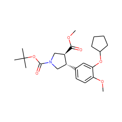 COC(=O)[C@@H]1CN(C(=O)OC(C)(C)C)C[C@H]1c1ccc(OC)c(OC2CCCC2)c1 ZINC000003811197