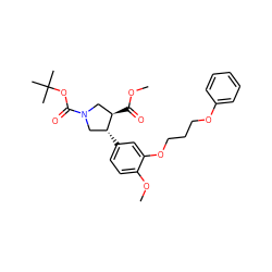 COC(=O)[C@@H]1CN(C(=O)OC(C)(C)C)C[C@H]1c1ccc(OC)c(OCCCOc2ccccc2)c1 ZINC000003811198