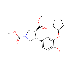 COC(=O)[C@@H]1CN(C(=O)OC)C[C@H]1c1ccc(OC)c(OC2CCCC2)c1 ZINC000013744995