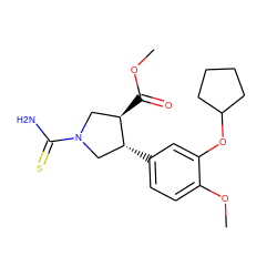 COC(=O)[C@@H]1CN(C(N)=S)C[C@H]1c1ccc(OC)c(OC2CCCC2)c1 ZINC000026159760