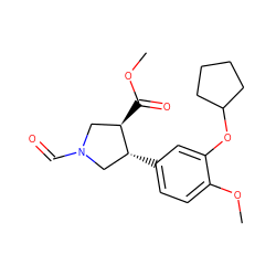 COC(=O)[C@@H]1CN(C=O)C[C@H]1c1ccc(OC)c(OC2CCCC2)c1 ZINC000026146075