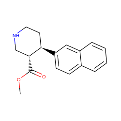 COC(=O)[C@@H]1CNCC[C@H]1c1ccc2ccccc2c1 ZINC000013806638