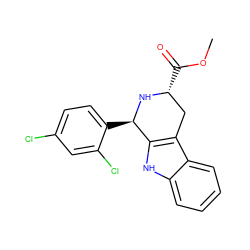 COC(=O)[C@@H]1Cc2c([nH]c3ccccc23)[C@@H](c2ccc(Cl)cc2Cl)N1 ZINC000035183160