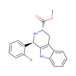 COC(=O)[C@@H]1Cc2c([nH]c3ccccc23)[C@@H](c2ccccc2Br)N1 ZINC000036025433