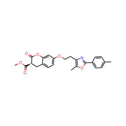 COC(=O)[C@@H]1Cc2ccc(OCCc3nc(-c4ccc(C)cc4)oc3C)cc2OC1=O ZINC000040846863