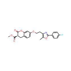 COC(=O)[C@@H]1Cc2ccc(OCCc3nc(-c4ccc(F)cc4)oc3C)cc2OC1=O ZINC000040828081