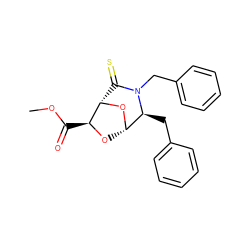 COC(=O)[C@@H]1O[C@@H]2O[C@H]1C(=S)N(Cc1ccccc1)[C@H]2Cc1ccccc1 ZINC001772587971