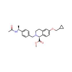 COC(=O)[C@@H]1c2ccc(OCC3CC3)cc2CCN1Cc1ccc([C@H](C)NC(C)=O)cc1 ZINC001772586473