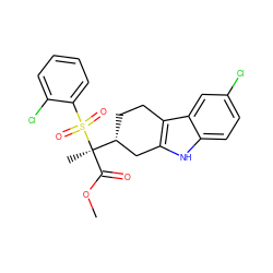 COC(=O)[C@](C)([C@@H]1CCc2c([nH]c3ccc(Cl)cc23)C1)S(=O)(=O)c1ccccc1Cl ZINC000040380501