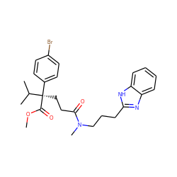 COC(=O)[C@](CCC(=O)N(C)CCCc1nc2ccccc2[nH]1)(c1ccc(Br)cc1)C(C)C ZINC000103262848