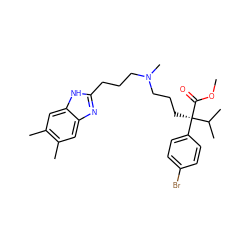 COC(=O)[C@](CCCN(C)CCCc1nc2cc(C)c(C)cc2[nH]1)(c1ccc(Br)cc1)C(C)C ZINC000040881097