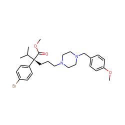 COC(=O)[C@](CCCN1CCN(Cc2ccc(OC)cc2)CC1)(c1ccc(Br)cc1)C(C)C ZINC000040395261