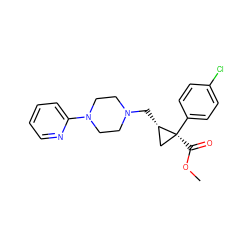 COC(=O)[C@]1(c2ccc(Cl)cc2)C[C@@H]1CN1CCN(c2ccccn2)CC1 ZINC000035259700