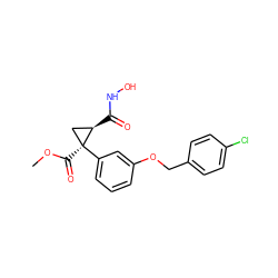 COC(=O)[C@]1(c2cccc(OCc3ccc(Cl)cc3)c2)C[C@H]1C(=O)NO ZINC000029135312