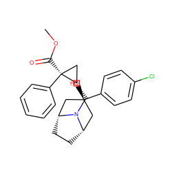 COC(=O)[C@]1(c2ccccc2)C[C@@H]1CN1[C@H]2CC[C@@H]1C[C@](O)(c1ccc(Cl)cc1)C2 ZINC000103228743