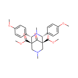 COC(=O)[C@]12CN(C)C[C@](C(=O)OC)(C1=O)[C@@H](c1ccc(OC)cc1)N(C)[C@H]2c1ccc(OC)cc1 ZINC000013813891
