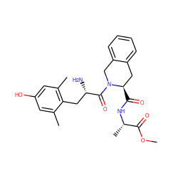 COC(=O)[C@H](C)NC(=O)[C@@H]1Cc2ccccc2CN1C(=O)[C@@H](N)Cc1c(C)cc(O)cc1C ZINC000013802643