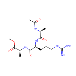 COC(=O)[C@H](C)NC(=O)[C@H](CCCNC(=N)N)NC(=O)[C@H](C)NC(C)=O ZINC000049802194