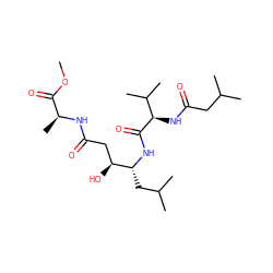 COC(=O)[C@H](C)NC(=O)C[C@H](O)[C@@H](CC(C)C)NC(=O)[C@H](NC(=O)CC(C)C)C(C)C ZINC000026569955