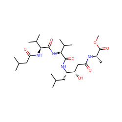 COC(=O)[C@H](C)NC(=O)C[C@H](O)[C@H](CC(C)C)NC(=O)[C@@H](NC(=O)[C@@H](NC(=O)CC(C)C)C(C)C)C(C)C ZINC000058537852