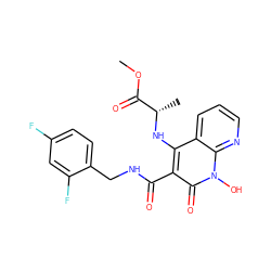 COC(=O)[C@H](C)Nc1c(C(=O)NCc2ccc(F)cc2F)c(=O)n(O)c2ncccc12 ZINC000169352018