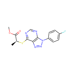 COC(=O)[C@H](C)Sc1ncnc2c1nnn2-c1ccc(F)cc1 ZINC000004103869