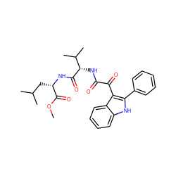 COC(=O)[C@H](CC(C)C)NC(=O)[C@@H](NC(=O)C(=O)c1c(-c2ccccc2)[nH]c2ccccc12)C(C)C ZINC000653885938