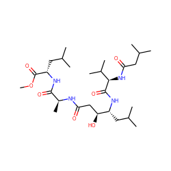 COC(=O)[C@H](CC(C)C)NC(=O)[C@H](C)NC(=O)C[C@H](O)[C@@H](CC(C)C)NC(=O)[C@H](NC(=O)CC(C)C)C(C)C ZINC000026572007