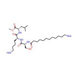 COC(=O)[C@H](CC(C)C)NC(=O)[C@H](CCCCN)NC(=O)[C@H](CO)NC(=O)CCCCCCCCCCCN ZINC000029227577