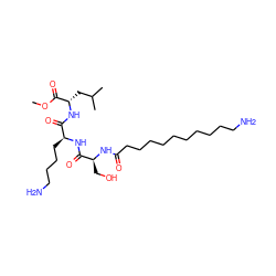 COC(=O)[C@H](CC(C)C)NC(=O)[C@H](CCCCN)NC(=O)[C@H](CO)NC(=O)CCCCCCCCCCN ZINC000029225214