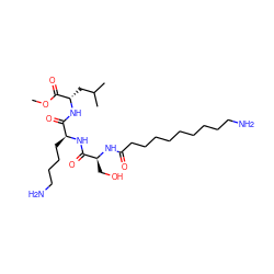 COC(=O)[C@H](CC(C)C)NC(=O)[C@H](CCCCN)NC(=O)[C@H](CO)NC(=O)CCCCCCCCCN ZINC000013761910