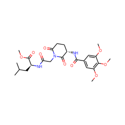 COC(=O)[C@H](CC(C)C)NC(=O)CN1C(=O)CC[C@H](NC(=O)c2cc(OC)c(OC)c(OC)c2)C1=O ZINC000028894557