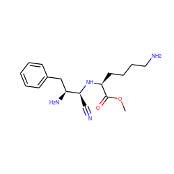 COC(=O)[C@H](CCCCN)N[C@@H](C#N)[C@@H](N)Cc1ccccc1 ZINC000029244459