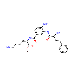 COC(=O)[C@H](CCCCN)NC(=O)c1ccc(N)c(NC(=O)[C@@H](N)CCc2ccccc2)c1 ZINC000096283138