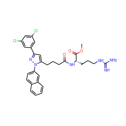 COC(=O)[C@H](CCCNC(=N)N)NC(=O)CCCc1cc(-c2cc(Cl)cc(Cl)c2)nn1-c1ccc2ccccc2c1 ZINC000028887152