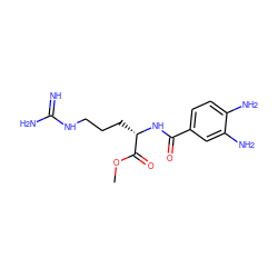 COC(=O)[C@H](CCCNC(=N)N)NC(=O)c1ccc(N)c(N)c1 ZINC000299861174