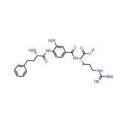 COC(=O)[C@H](CCCNC(=N)N)NC(=O)c1ccc(NC(=O)[C@@H](N)CCc2ccccc2)c(N)c1 ZINC000299864450