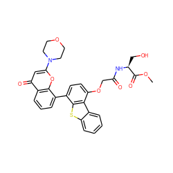 COC(=O)[C@H](CO)NC(=O)COc1ccc(-c2cccc3c(=O)cc(N4CCOCC4)oc23)c2sc3ccccc3c12 ZINC000101696492